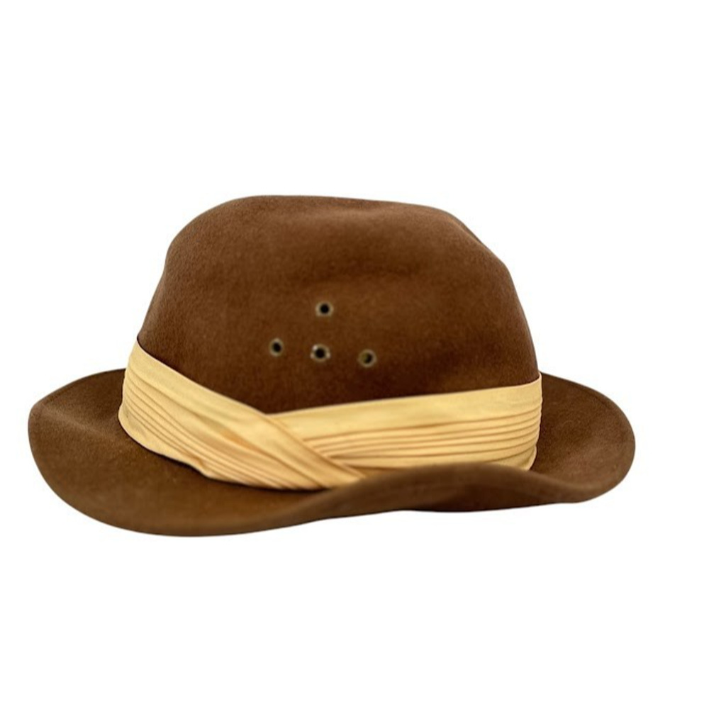 Vintage Madcaps 100% Virgin Wool Brown Hat Size XL Hunting Safari Outdoor Ribbon